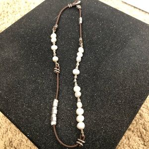 Silpada pearl and leather necklace.